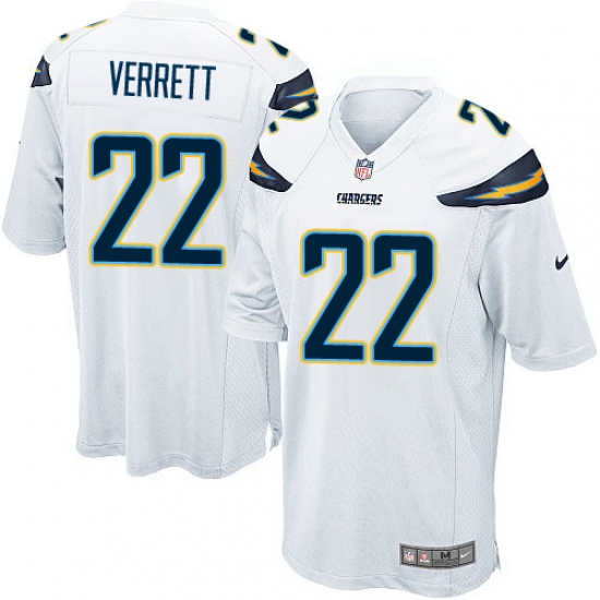 Men's Nike Los Angeles Chargers 22 Jason Verrett Game White NFL Jersey