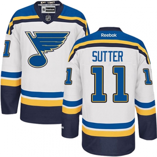 Youth Reebok St. Louis Blues 11 Brian Sutter Authentic White Away NHL Jersey