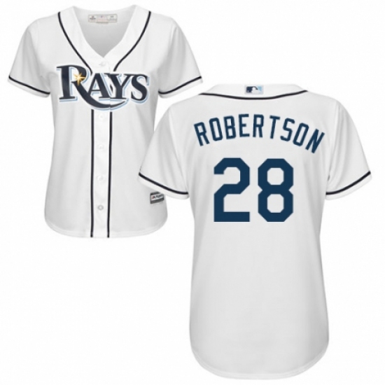 Women's Majestic Tampa Bay Rays 28 Daniel Robertson Replica White Home Cool Base MLB Jersey