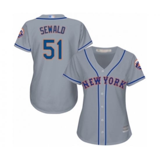 Women's New York Mets 51 Paul Sewald Authentic Grey Road Cool Base Baseball Player Jersey