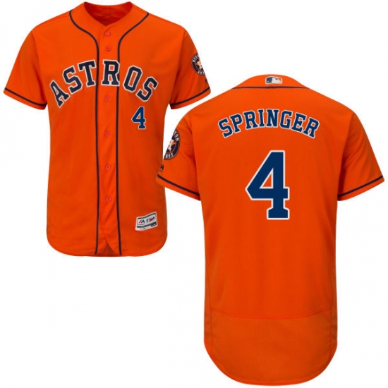 Men's Majestic Houston Astros 4 George Springer Orange Alternate Flex Base Authentic Collection MLB Jersey