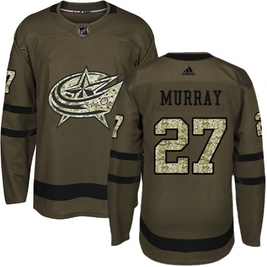 Men's Adidas Columbus Blue Jackets 27 Ryan Murray Authentic Green Salute to Service NHL Jersey