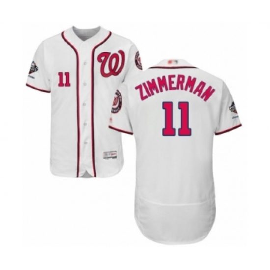 Men's Washington Nationals 11 Ryan Zimmerman White Home Flex Base Authentic Collection 2019 World Series Champions Baseball Jersey