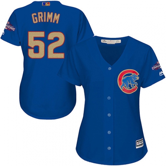 Women's Majestic Chicago Cubs 52 Justin Grimm Authentic Royal Blue 2017 Gold Champion MLB Jersey