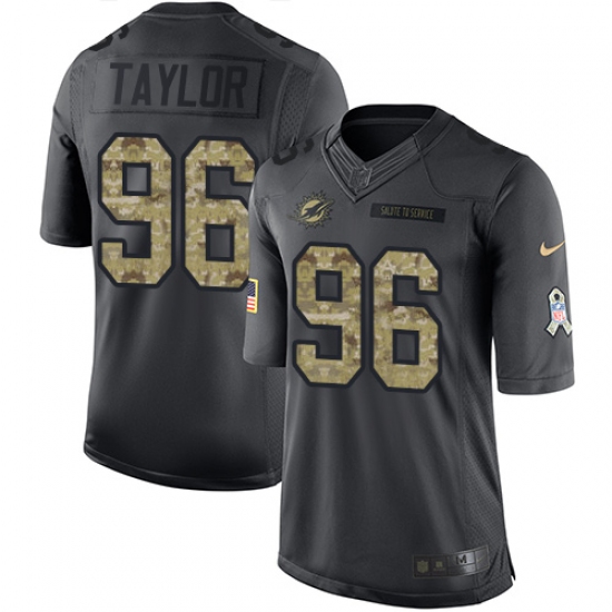 Men's Nike Miami Dolphins 96 Vincent Taylor Limited Black 2016 Salute to Service NFL Jersey