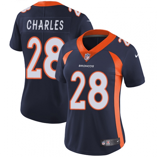 Women's Nike Denver Broncos 28 Jamaal Charles Elite Navy Blue Alternate NFL Jersey