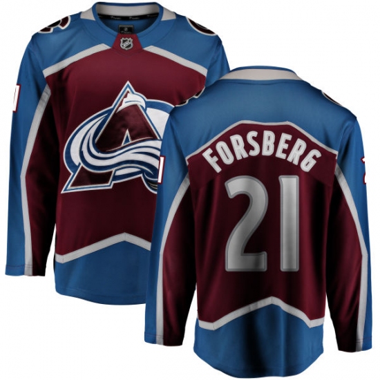 Men's Colorado Avalanche 21 Peter Forsberg Fanatics Branded Maroon Home Breakaway NHL Jersey