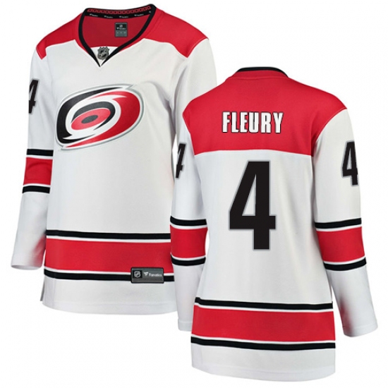 Women's Carolina Hurricanes 4 Haydn Fleury Authentic White Away Fanatics Branded Breakaway NHL Jersey