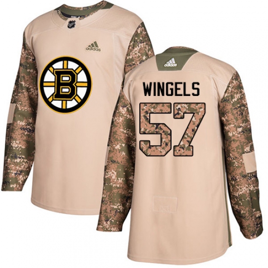 Youth Adidas Boston Bruins 57 Tommy Wingels Authentic Camo Veterans Day Practice NHL Jersey