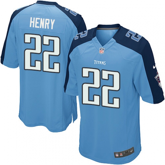 Men's Nike Tennessee Titans 22 Derrick Henry Game Light Blue Team Color NFL Jersey