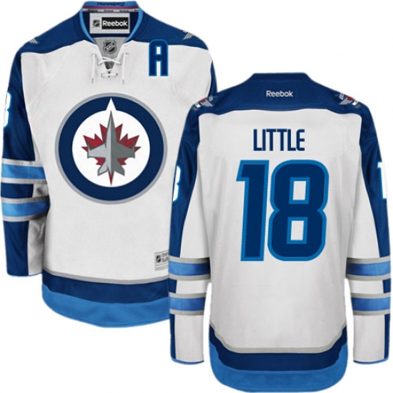 Men's Reebok Winnipeg Jets 18 Bryan Little Authentic White Away NHL Jersey