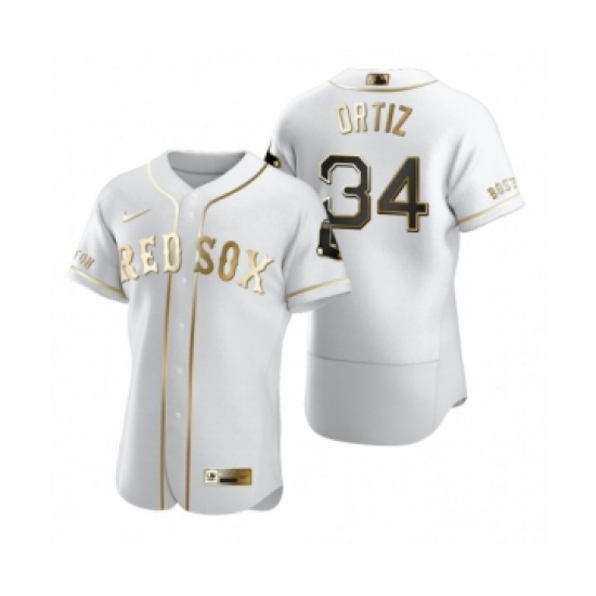 Men's Boston Red Sox 34 David Ortiz Nike White Authentic Golden Edition Jersey