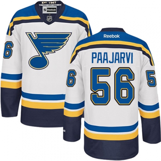 Youth Reebok St. Louis Blues 56 Magnus Paajarvi Authentic White Away NHL Jersey