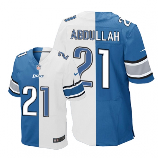 Men's Nike Detroit Lions 21 Ameer Abdullah Elite Blue/White Split Fashion NFL Jersey