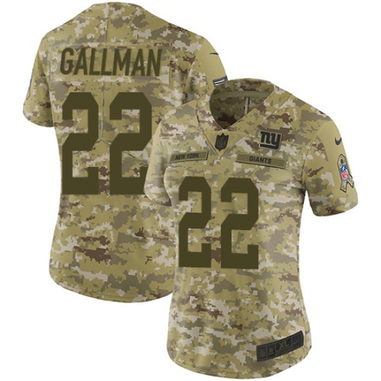 Women's Nike New York Giants 22 Wayne Gallman Limited Camo 2018 Salute to Service NFL Jersey