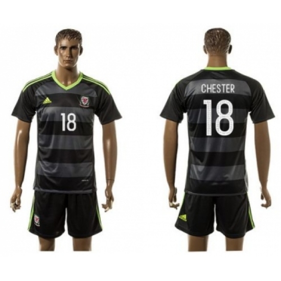 Wales 18 Chester Black Away Soccer Club Jersey