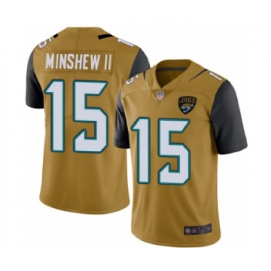 Youth Jacksonville Jaguars 15 Gardner Minshew II Limited Gold Rush Vapor Untouchable Football Jersey