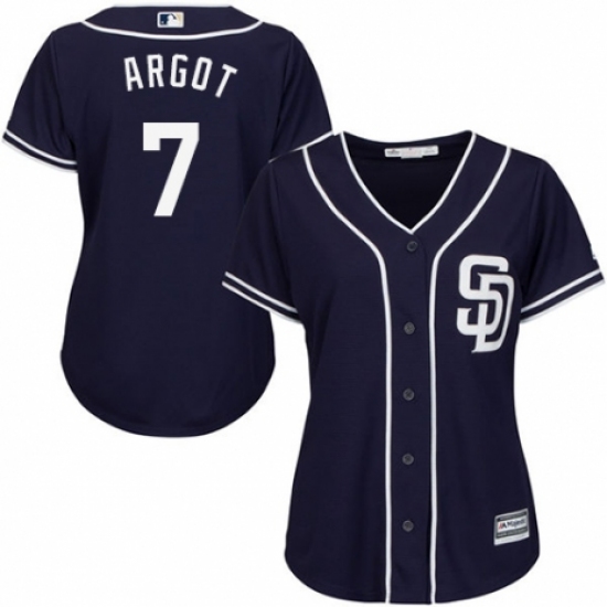 Women's Majestic San Diego Padres 7 Manuel Margot Replica Navy Blue Alternate 1 Cool Base MLB Jersey