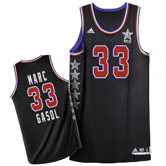 Men's Adidas Memphis Grizzlies 33 Marc Gasol Authentic Black 2015 All Star NBA Jersey