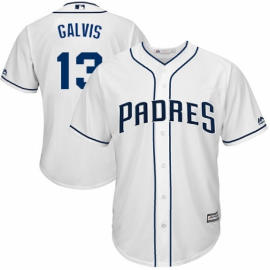 Youth Majestic San Diego Padres 13 Freddy Galvis Authentic White Home Cool Base MLB Jersey