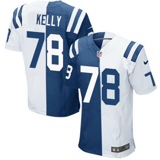 Men's Nike Indianapolis Colts 78 Ryan Kelly Elite Royal Blue/White Split Fashion NFL Jersey