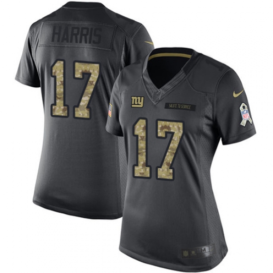 Women's Nike New York Giants 17 Dwayne Harris Limited Black 2016 Salute to Service NFL Jersey