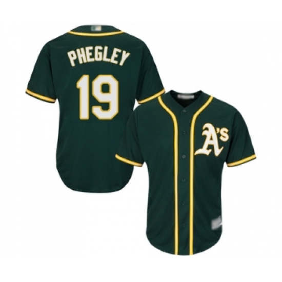 Men's Oakland Athletics 19 Josh Phegley Replica Green Alternate 1 Cool Base Baseball Jersey