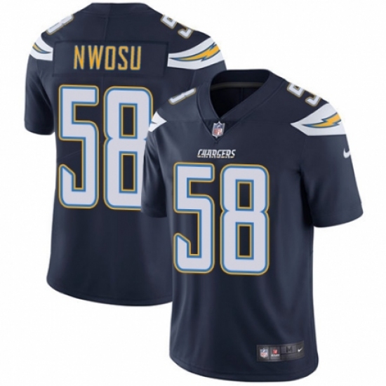 Youth Nike Los Angeles Chargers 58 Uchenna Nwosu Navy Blue Team Color Vapor Untouchable Elite Player NFL Jersey