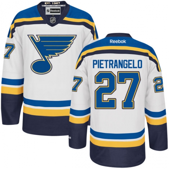 Men's Reebok St. Louis Blues 27 Alex Pietrangelo Authentic White Away NHL Jersey