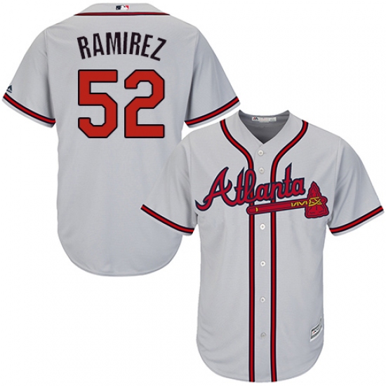 Youth Majestic Atlanta Braves 52 Jose Ramirez Replica Grey Road Cool Base MLB Jersey