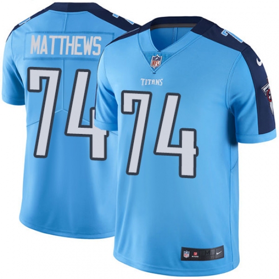 Men's Nike Tennessee Titans 74 Bruce Matthews Light Blue Team Color Vapor Untouchable Limited Player NFL Jersey