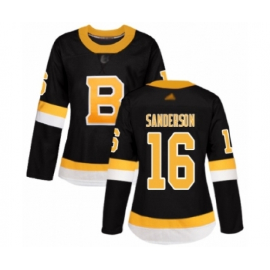 Women's Boston Bruins 16 Derek Sanderson Authentic Black Alternate Hockey Jersey