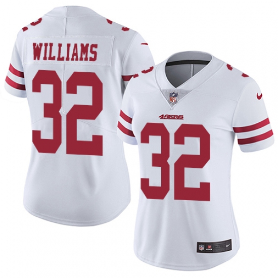 Women's Nike San Francisco 49ers 32 Joe Williams White Vapor Untouchable Elite Player NFL Jersey