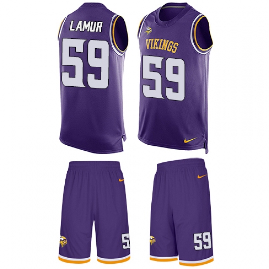 Men's Nike Minnesota Vikings 59 Emmanuel Lamur Limited Purple Tank Top Suit NFL Jersey