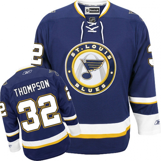 Women's Reebok St. Louis Blues 32 Tage Thompson Premier Navy Blue Third NHL Jersey