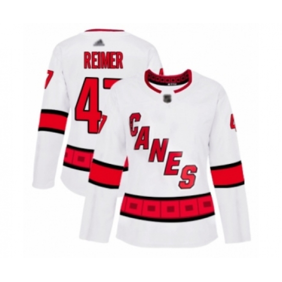 Women's Carolina Hurricanes 47 James Reimer Authentic White Away Hockey Jersey