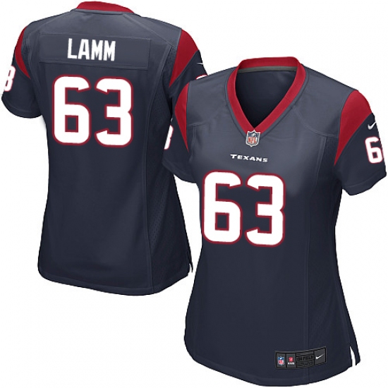 Women's Nike Houston Texans 63 Kendall Lamm Game Navy Blue Team Color NFL Jersey