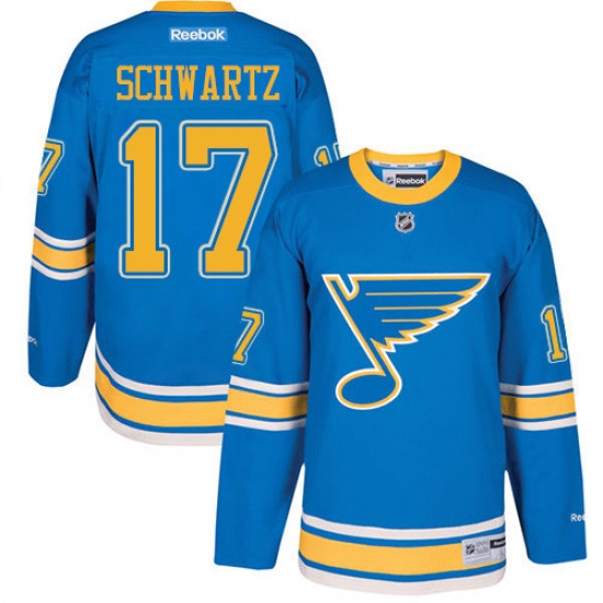 Youth Reebok St. Louis Blues 17 Jaden Schwartz Premier Blue 2017 Winter Classic NHL Jersey