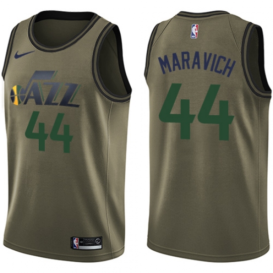 Men's Nike Utah Jazz 44 Pete Maravich Green Salute to Service NBA Swingman Jersey