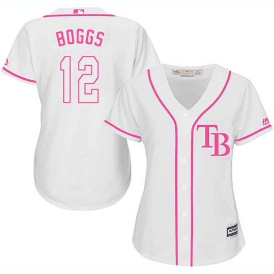 Women's Majestic Tampa Bay Rays 12 Wade Boggs Replica White Fashion Cool Base MLB Jersey