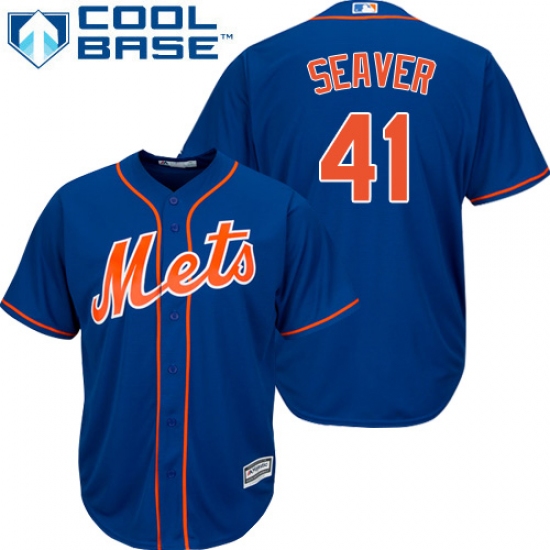 Youth Majestic New York Mets 41 Tom Seaver Authentic Royal Blue Alternate Home Cool Base MLB Jersey