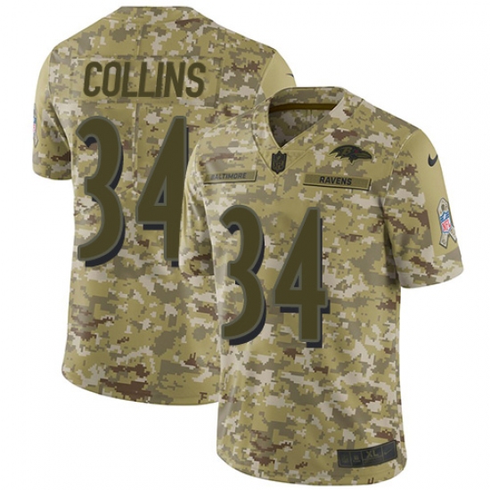 Youth Nike Baltimore Ravens 34 Alex Collins Limited Camo 2018 Salute to Service NFL Jersey