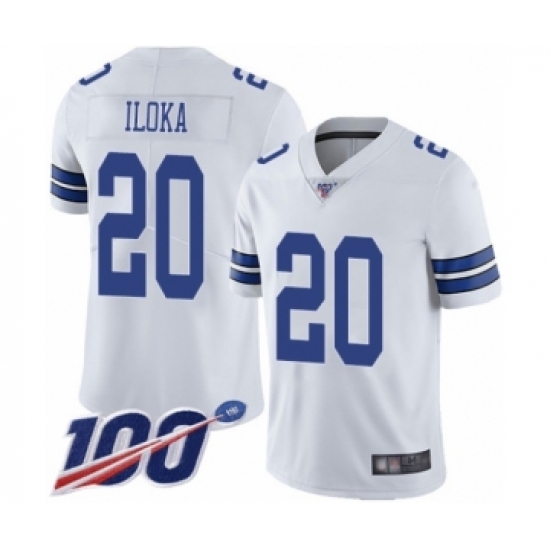 Men's Dallas Cowboys 20 George Iloka White Vapor Untouchable Limited Player 100th Season Football Jersey