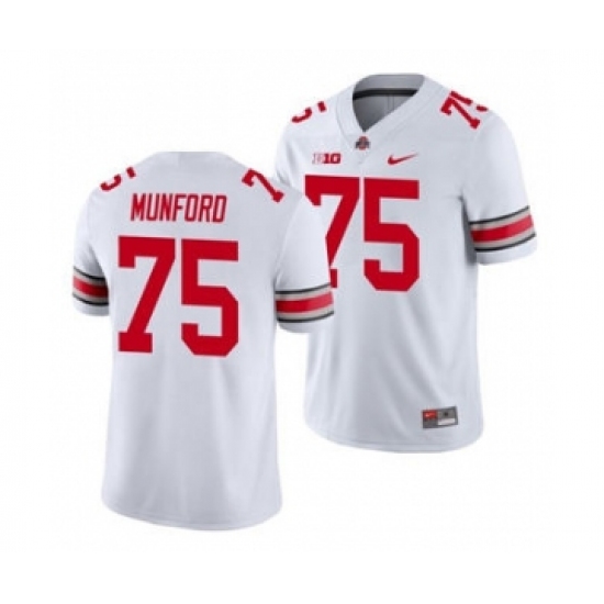 Men's Ohio State Buckeyes Thayer Munford 75 White Game Football Jersey