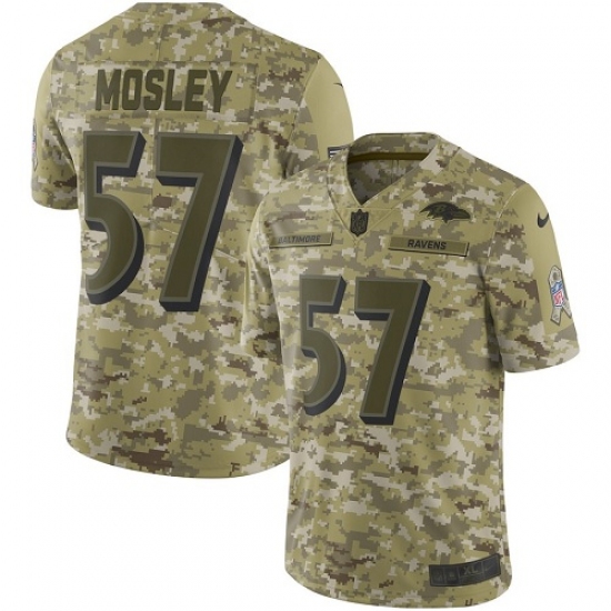 Men's Nike Baltimore Ravens 57 C.J. Mosley Limited Camo 2018 Salute to Service NFL Jersey