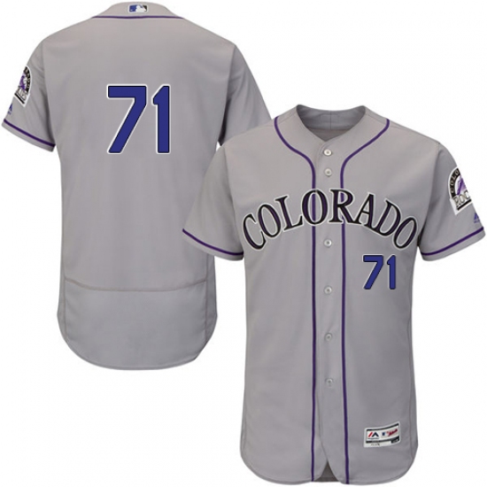 Men's Majestic Colorado Rockies 71 Wade Davis Grey Road Flex Base Authentic Collection MLB Jersey