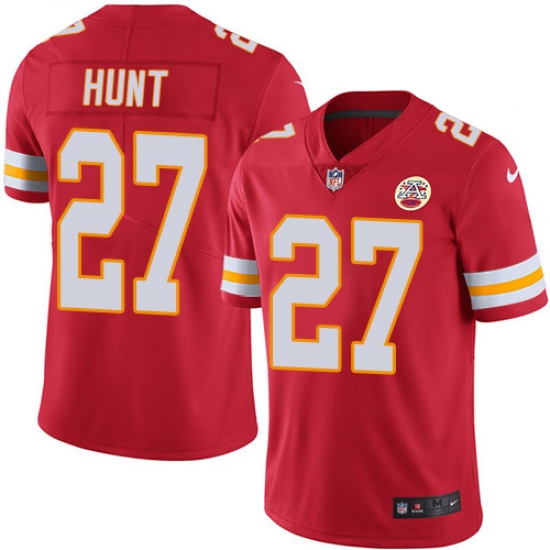 Youth Nike Kansas City Chiefs 27 Kareem Hunt Red Team Color Vapor Untouchable Limited Player NFL Jersey