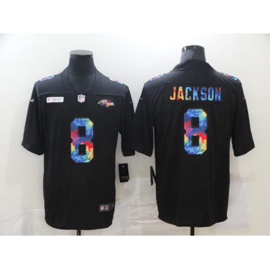 Men's Baltimore Ravens 8 Lamar Jackson Rainbow Version Nike Limited Jersey