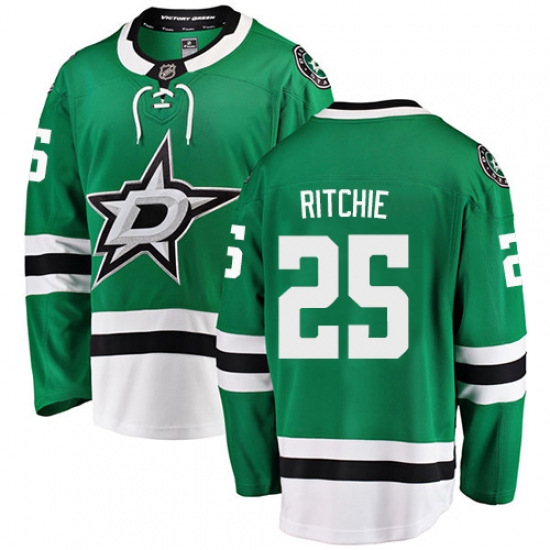 Youth Dallas Stars 25 Brett Ritchie Authentic Green Home Fanatics Branded Breakaway NHL Jersey