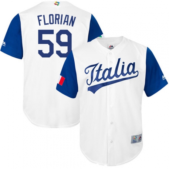 Men's Italy Baseball Majestic 59 Frailyn Florian White 2017 World Baseball Classic Replica Team Jersey